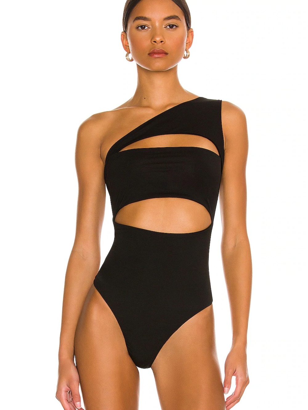 Superdown Tori Black One-Shoulder Cutout Bodysuit